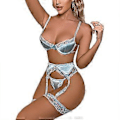 Miniatyrbild 1 av 4: Spetsat Spetsunderkläder Set med BH Strumpeband Bälte Benringar Lingerie Trosor Andningsbar Mjuk Spets Underkläder Set för Kvinnor Ljusblå S(M Ljusblå)