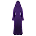 Miniatyrbillede 5 af 5: Dame Halloween Hætteklædte Snøre Patchwork Langærmet Lang Kjole i Plus Size (L Lilla)