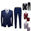 Miniatyrbild 2 av 5: Fianao Herrkostym 3-delad Slim Plus Size Enfärgad Rak Byxdress Separata (2XL Svart)