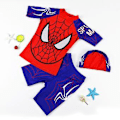 Miniatyrbild 1 av 2: Marvel Spider-Man Barnkläder för Pojkar 3-Delar Badkläder Strand Badkostym Sommar Simning Topp Shorts Hatt Set (2-4 År Blå)