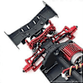 Pikkukuva 4 / 5: RC-auton päivitys etu- ja takakuoren pilarit SCY 1/18 18101 18102 RC Crawler -auton päivitysosille, punainen