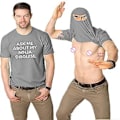 Miniatyrbillede 4 af 5: Flip Mask Fun Kortærmet Åndbar Rundhals Sommertop Til Kvinder Mænd (130 Sort Ninja)