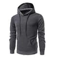 Herr Enfärgad Slim Fit Långärmad Huvtröja Casual Pullover Toppar Bästa Presenten (L Mörkgrå)
