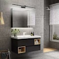 Miniatyrbillede 4 af 5: LED badeværelsesspejl lys IP44 9 W, skabslys 3000 K, sort