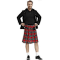 Pikkukuva 2 / 5: Irlantilainen ruudullinen vihreä kiltti - Skotlantilainen Pyhän Patrickin vihreä laskostettu puku Tartan-hame Kiltit vaatteet miehille ja naisille (XL punainen)