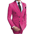 Miniatyrbilde 1 av 5: Herre Dobbeltbrystet Blazer Dress 2 Deler Slank Passform Bryllup Brudgom Smokinger Spiss Rever Formelle Prom Dress (40 Fuchsia)