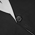Miniatyrbilde 4 av 5: Herre Fargeblokk Sjal Krage Klaff Lomme Slank Passform Business Dressjakke (L Svart)