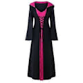 Miniatyrbild 4 av 5: Dam Plus Size Halloween Hoodklädd Snörning Patchwork Långärmad Lång Klänning (XL Hot Pink)