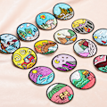 Miniatyrbillede 2 af 3: 16 runde broderede badges Udendørs dyremærker Tøjtilbehør