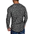Miniatyrbillede 3 af 4: Langærmet T-shirt til mænd, Slim Fit, V-hals, Muskel T-shirts (M Sort)