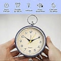 Miniatyrbild 3 av 5: Analog väckarklocka för sovrum Tystgående med nattlampa Snooze 4,3'' rund retro väckarklocka
