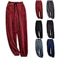 Miniatyrbilde 2 av 5: Menn Pyjamasbukser Rett Ankel-bånd Solid Farge Fleece Tykk Kaldsikker Snøring Lommer Menn Bukser Hjemmetøy Klær (2XL Navy Blue)