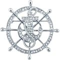 Miniatyrbillede 1 af 5: Punk Guld Sølv Båd Anker Ror Brosche. Cool Badge Reversnåle til Jakker Frakke Dragt. Rhinestone Krystal Smykker Mænds