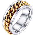 Miniatyrbillede 1 af 5: Herre- og dame rustfrit stål 7 mm bred ring, Hip Hop tommelfingerringe Fashion Cuban Link kæderinge