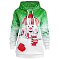 Miniatyrbillede 1 af 3: Dametøj Julemand Snemand Print Langærmet Hættetrøje Casual Sweatshirt Trøje Top (XL Grøn)