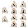 Miniatyrbillede 2 af 3: 12 stk. Hvide Ornament Dollar Tegn Bankpose Jule Slikposer Snoreposer Pengeposer Stof Snoreposer Gaveposer