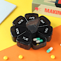Miniatyrbillede 3 af 3: 7 dages ugentlig pilleorganisator Tryk for at åbne 7 store kronbladformede rum