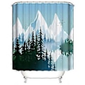 Miniatyrbillede 1 af 4: Snowy Mountains Bruseforhæng 180*200cm, Landskabs Bruseforhæng Vandtæt Polyester Bruseforhæng med 12 Kroge til Juledekoration, Badeværelse