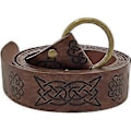 Miniatyrbild 2 av 4: Medeltida Vikingabälte för Män Renässans Viking Riddarbälte Präglat Brett Bälte Keltisk Ring Läderbälte Svärdbälte Tillbehör
