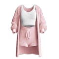 Pikkukuva 4 / 5: Mukava 3-osainen neulottu setti naisille - Lämmin ja seksikäs pörröinen fleece-pyjama L vaaleanpunainen