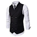 Miniatyrbillede 2 af 4: Allthemen Herre Business Formel Ensfarvet Revers Dobbeltradet Slim Vest (M Sort)