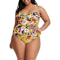 Pikkukuva 4 / 5: Naisten korkeavyötäröiset plus-koon uimapuvut Bikinit Kukkakuvioinen Peplum Tankini Toppi Vatsaa litistävä 2-osainen uimapuku (style1284)