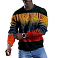 Miniatyrbillede 1 af 5: Fianao Mænds Sweatshirt Strækbare Trådede Manchetter Rund Hals Vibrerende Farve Langærmet Sweatshirt (2XL Multicolor)