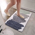Miniatyrbillede 3 af 4: Farverige Stribet Badeværelsesmåtter Bløde Shaggy Mikrofiber Brusematte Maskinvaskbar Bademåtte Skridsikker Absorberende Plys Gulvmåtter (Farverig B, 24\"
