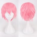 Miniatyrbild 1 av 4: Peruk för cosplay, kort rak pojkstil, tecknad anime-fest, för män och kvinnor (rosa)