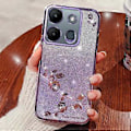 Miniatyrbillede 1 af 5: KADEM Gradient Glitter TPU-etui med Rhinestone Blomst Anti-Drop til Infinix Smart 7 4G (Lilla)