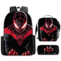 Pikkukuva 1 / 3: Marvel Spider-Man -reppu, lasten poikien ja tyttöjen sarjakuva-animekoulukassin, lounaskassin ja kynäkotelon setti, olkalaukku, matkalaukku, kolmiosainen lahja (A)