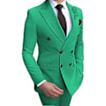 Miniatyrbillede 1 af 5: Herre Dobbeltbrystet Blazer Suit 2 Dele Slim Fit Bryllup Brudgom Tuxedos Peak Lapel Formelle Prom Suits (38 Grøn)
