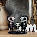 Miniatyrbillede 5 af 5: Hodeskalle Familie Figurer Resin Håndværk Sød Statue Dekorativ Sukkerskaller Hånd-B
