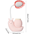 Miniatyrbilde 4 av 4: LED-skrivebordslampe med penneholder, tegneseriefigur, snegl, multifunksjonell