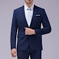 Pikkukuva 4 / 5: 1 Set Takkihousut Yksivärinen Käännetty Kaulus Pitkähihainen Slim Fit Kaksi Napin Virallinen Puku Banketti Prom(2XL Taivaansininen)