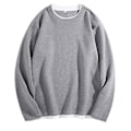 Pikkukuva 1 / 5: Miesten T-paita Väärennös Kaksi Osainen Pitkähihainen Pyöreäkaula Streetwear Kevät Syksy Löysä Vaahterapusero (4XL Harmaa)
