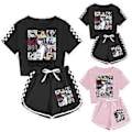 Miniatyrbilde 1 av 3: 2-delt sett 7-14 år Jenter Taylor Swift The Eras Tour Sommer T-skjorte Topper Shorts Pjs Loungewear Tracksuit Antrekk (9-10 år Svart)