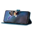 Miniatyrbillede 3 af 5: Til iPhone 12 Pro 6.1 tommer Blomster Præget PU Læder Telefon Cover Foldbart Stativ Wallet Cover (Style A)