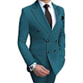 Miniatyrbillede 5 af 5: Herre Dobbeltbrystet Blazer Suit 2 Dele Slim Fit Bryllup Brudgom Tuxedos Peak Lapel Formelle Prom Suits (42 Bourgogne)
