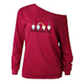 Miniatyrbillede 2 af 3: Jule-En-Skulder Tunika Kvinder Langærmet T-shirt Juletop Bluser M Vinrød