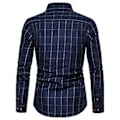 Miniatyrbilde 5 av 5: Hvit Skjorte for Menn, Rutete Trykk, Lang Erme, Knapp, Formell, Enkeltbryst, Varm, Business, Plus Størrelse, Høst Topp, Mannlige Klær (2XL)