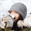 Miniatyrbillede 2 af 5: Dame Vinter Beanie Varm Strikket Slouchy Uld Huer Cap med Visor