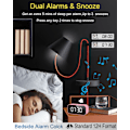 Miniatyrbild 3 av 6: Väckarklocka för sovrum, liten digital klocka med Bluetooth-högtalare, skrivbords klocka med dubbla alarm, snooze, spegel LED-display för flickor, vuxna.