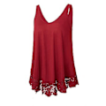 Pikkukuva 1 / 2: Naisten Tank Topit V-kaula Sleeveless Solid T-paita Kesäloma Topit (2XL Punainen)
