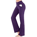 Miniatyrbilde 1 av 3: Dame Fit & Flare Enkle Bukser Myke Pustende Avslappede Lange Bukser Høy Midje Sommer Elastisk Midje Knapper (2XL Lilla)
