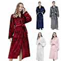 Miniatyrbillede 1 af 3: Mænd Kvinder Vinter Morgenkåbe Badekåbe Varmt Tykt Fleece Kåber Loungewear (XL Lilla Kvinder)