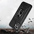 Miniatyrbilde 2 av 5: Svart deksel til iPhone 13 Pro Max med skyvbart kameradeksel og stativ, innebygd 360 graders roterende ringholder magnetisk deksel for iPhone 12 / 13 / 1