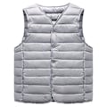Miniatyrbild 1 av 5: Herrar Vinterväst Jacka V-ringad Vadderad Tjock Enfärgad Ärmlös Enkelknäppt Cardigan Casual Plus Size Varm Vindtät Herr Väst (4XL Grå)