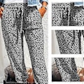 Miniatyrbillede 4 af 5: (NYT MØNSTER) Dame Bløde Afslappede Joggingbukser med Snøre, Elastik i Taljen, Løs Pasform og Lommer (style10045)