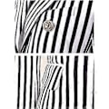 Miniatyrbillede 4 af 5: Stribet Print Suitjakke med Dobbelt Bryst og Hakket Rever - Slim Fit Blazer (L sort)